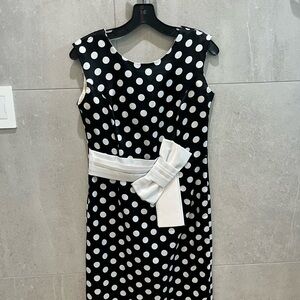 Ademi Chic Black and White Polka Dot Midi Dress